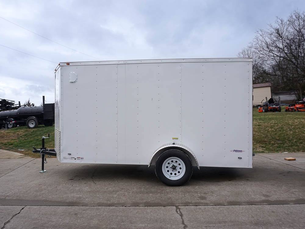 6' X 12' White Enclosed V-Nose Trailer with Diamond Plate Floor Storage - Image 5