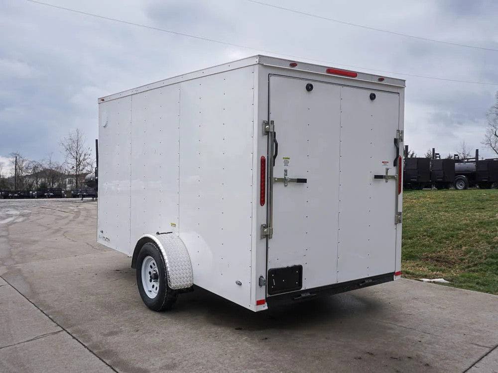 6' X 12' White Enclosed V-Nose Trailer with Diamond Plate Floor Storage - Image 6