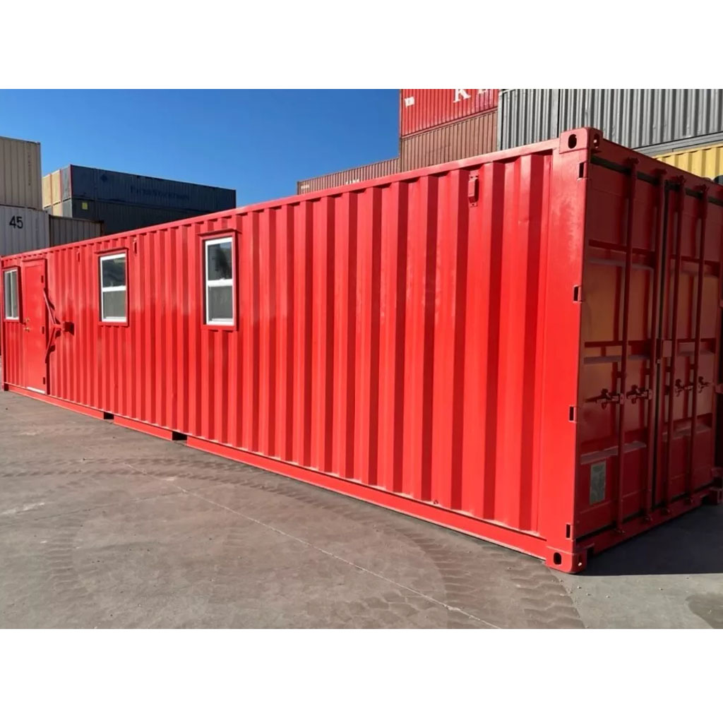 40FT Modified Shipping Container Office – 800 Sq Ft, Red, w/ Bathroom & Storage - Image 3