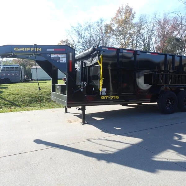 7×16 Gooseneck Telescopic I-Beam Dump Trailer 4ft Sides (2) 7K Axles - Image 7