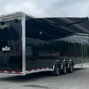 Enclosed Car Trailer 2025 34ft. Platinum w/Large Corner Bathroom, Electric Awning, & More! 0177