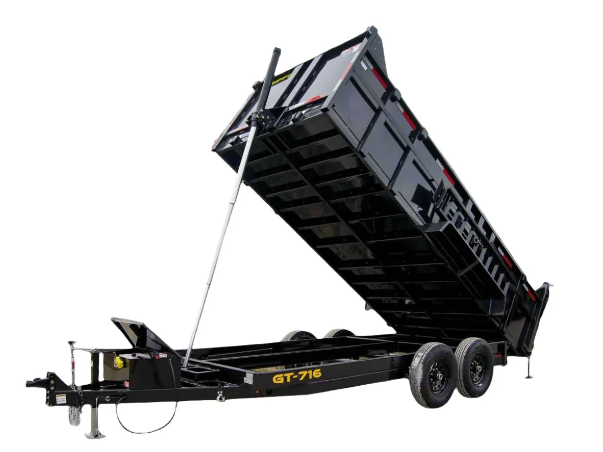 7×16 Telescopic Dump Trailer with 3ft Sides (2) 7K Axles GVWR 14k