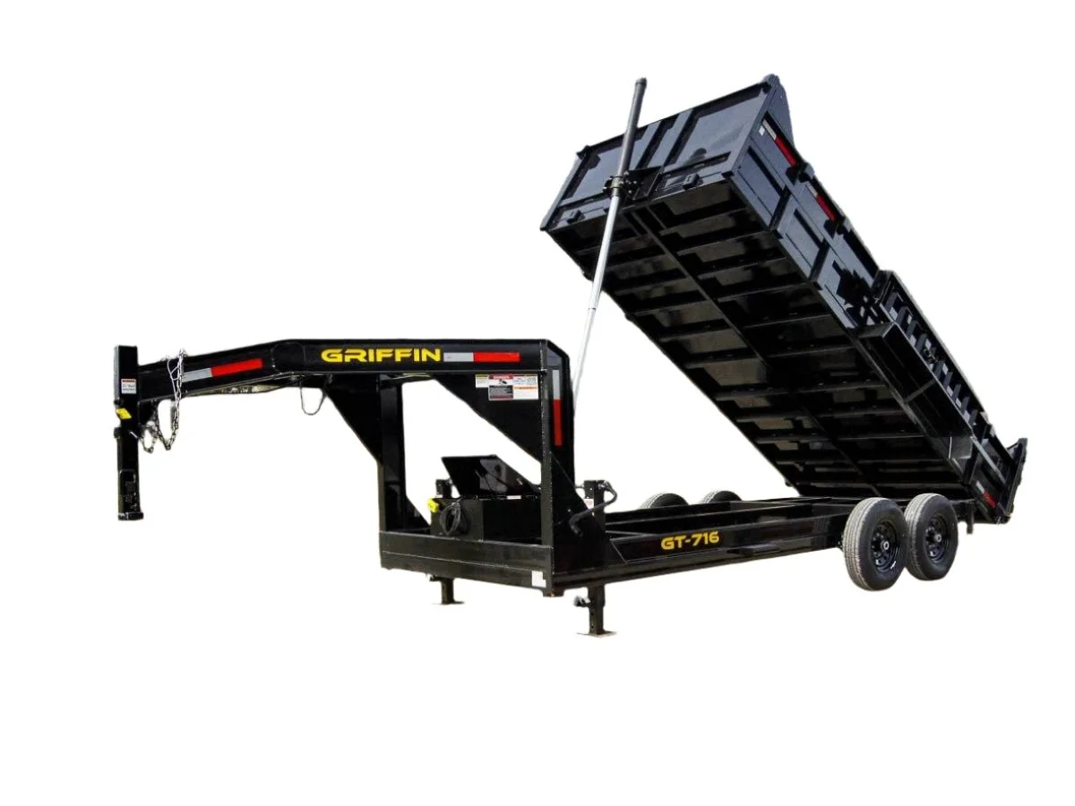 7×16 Gooseneck Telescopic Dump Trailer with 2ft Sides (2) 7K Axles