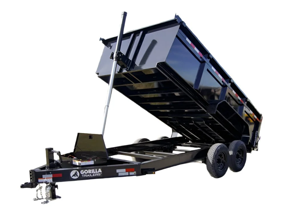 7×14 Gorilla Telescopic IBeam Dump Trailer with 3ft Sides (2) 7K Axles