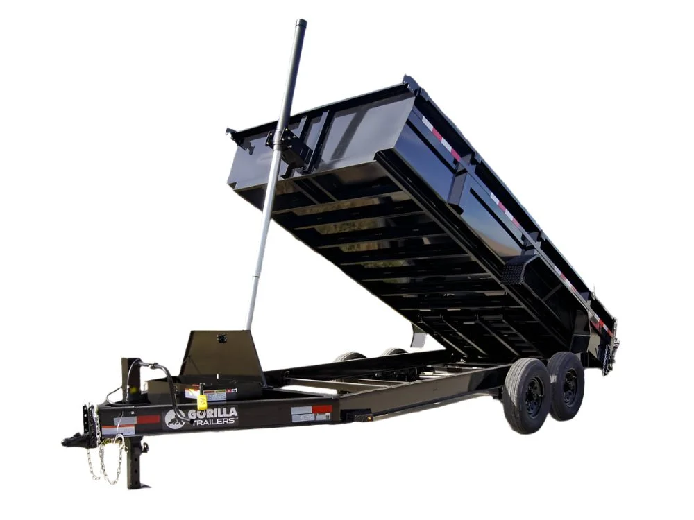 7×16 Gorilla Telescopic IBeam Dump Trailer with 2ft Sides (2) 7K Axles