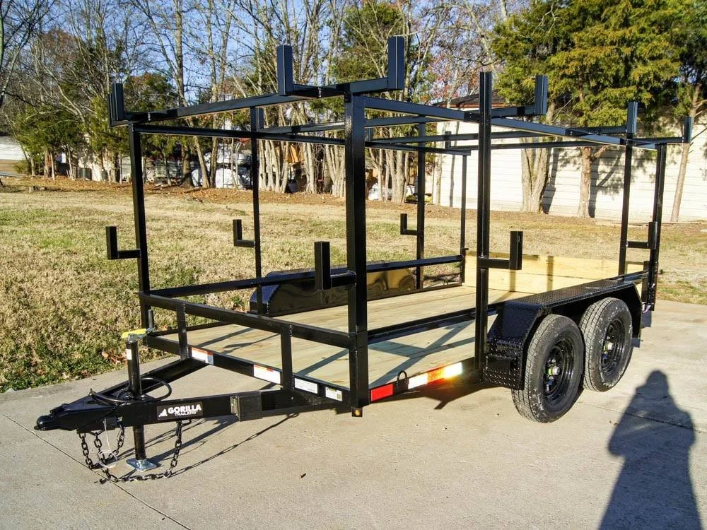 6.4×12 Straight Deck Utility Trailer 4.5ft Ladder Racks (2) 3,500lb Axles