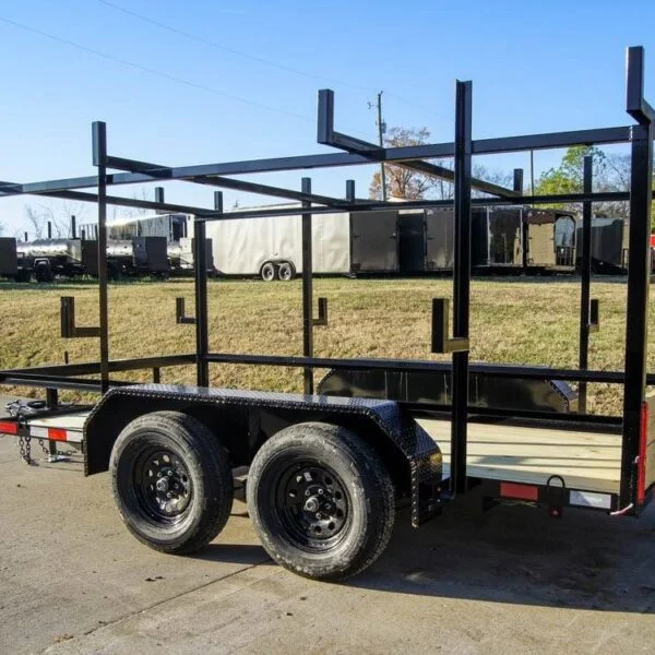 6.4×12 Straight Deck Utility Trailer 4.5ft Ladder Racks (2) 3,500lb Axles - Image 5
